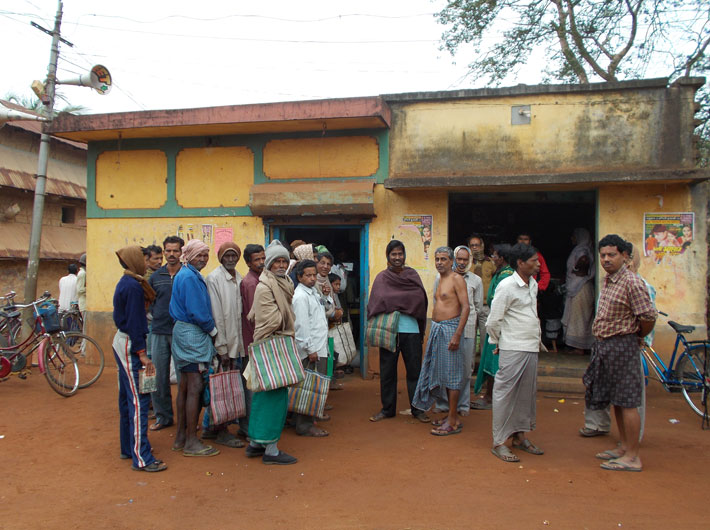 The queue in front of Benachapra ration shop