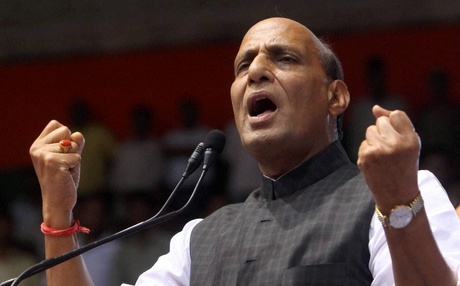 BJP president Rajnath Singh, who has stirred a hornet`s nest with his anti-English, pro-Sanskrit stance.