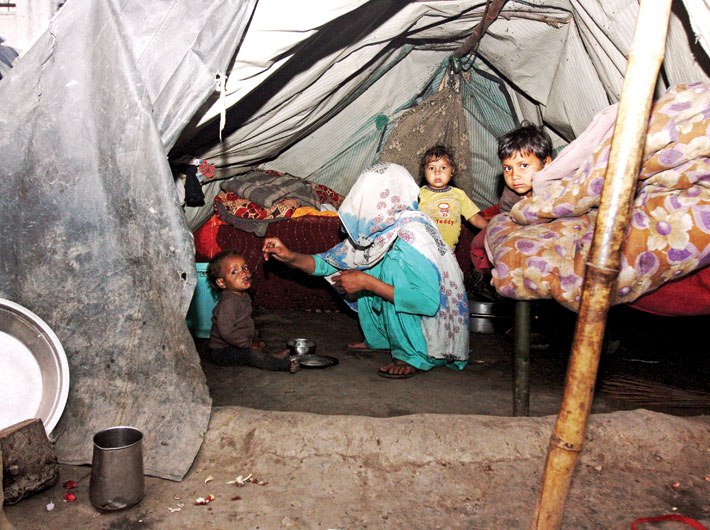 Homeless riot victims at one of the many refugee camps in Muzaffarnagar.