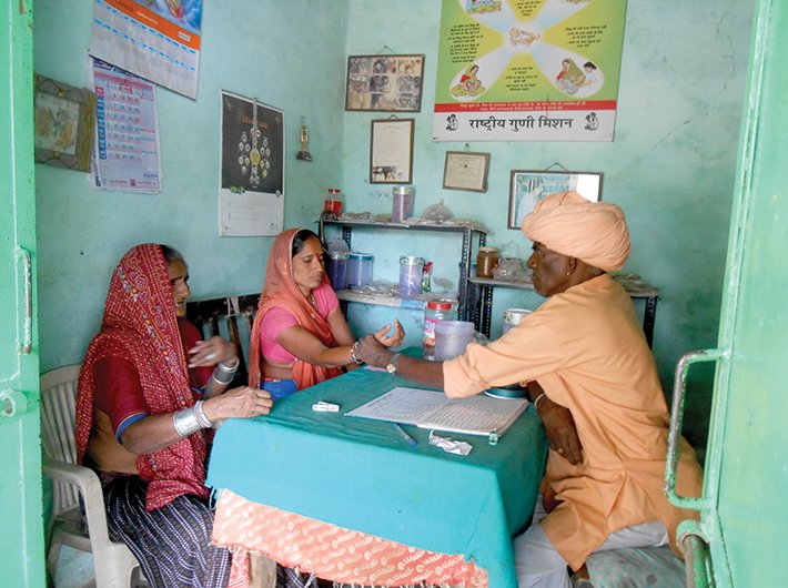 Vardaram and his patients in village Dudhalia of Kumbalgarh, Rajasthan