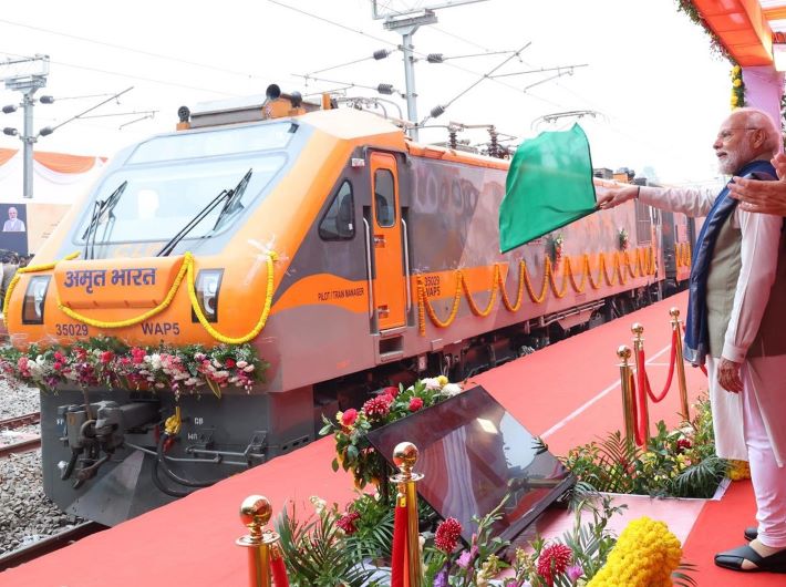 Prime minister Narendra Modi flagged off new Amrit Bharat trains and Vande Bharat trains at Ayodhya, in Uttar Pradesh, recently.