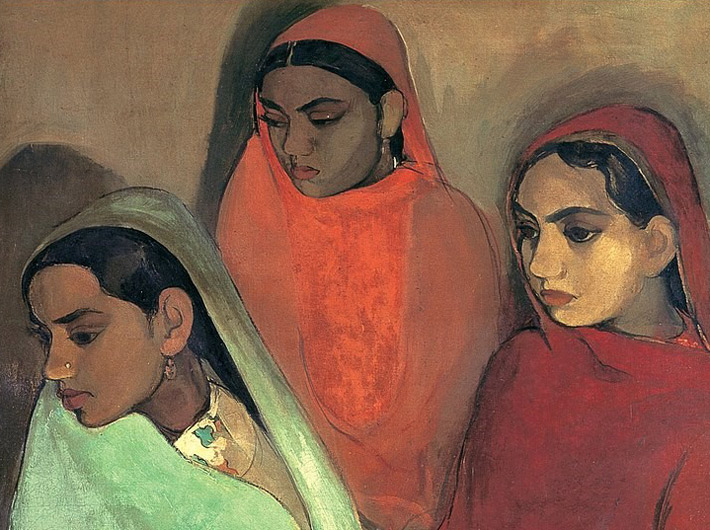 `Three Girls` (details) By Amrita Sher-Gil (Courtesy Google Cultural Institute via Wikimedia commons)