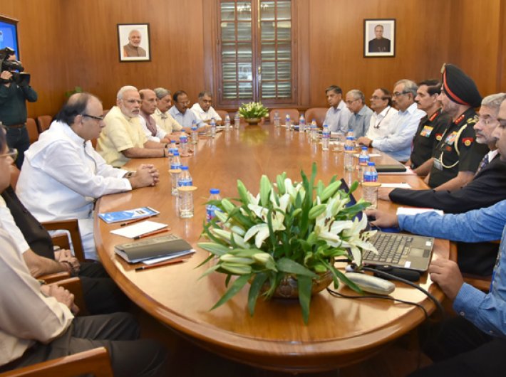 PM Modi chairing the CCS meeting on the situation on LoC, in New Delhi on September 29