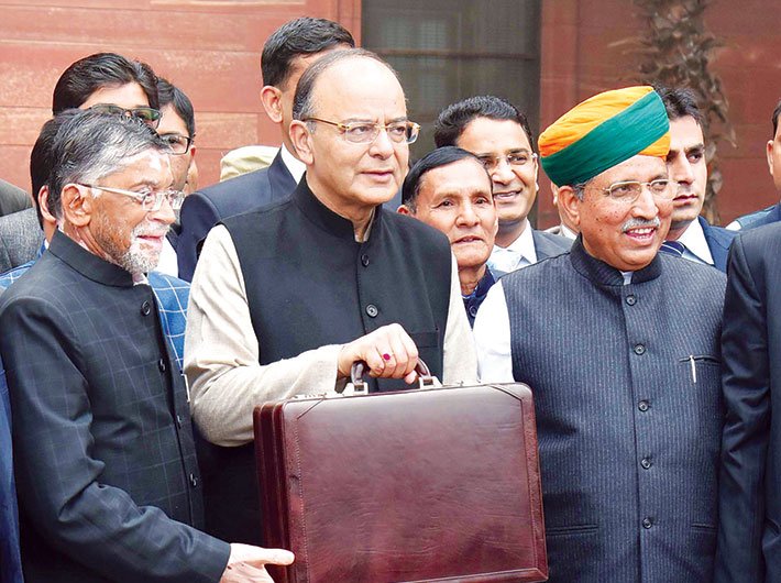 Finance minister Arun Jaitley before presenting the budget for 2017-18