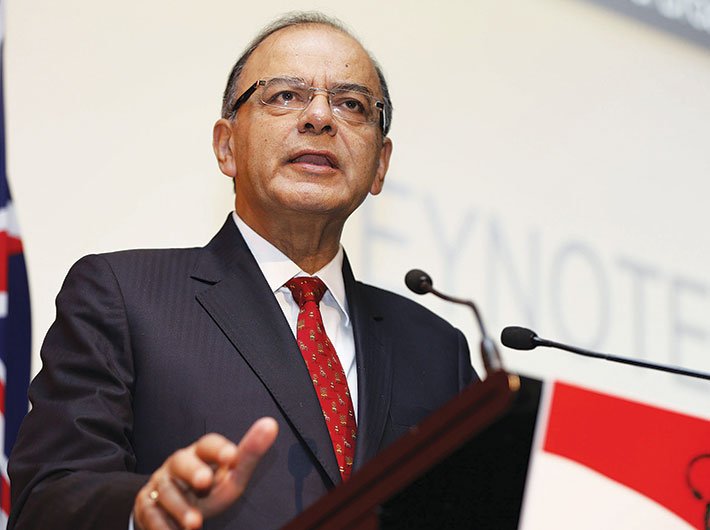 Finance minister Arun Jaitley delivering the keynote address at the Make in India conference in Sydney last year