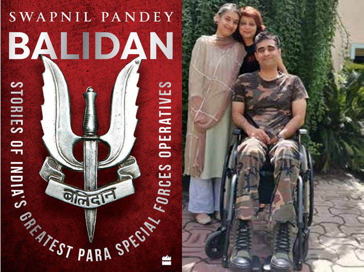 The jacket cover of the new book, and (Right) Major Manish Singh and his wife Aastha Panwar with the author
