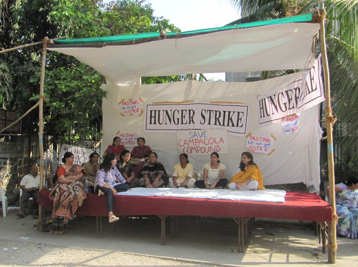 Threatened with imminent eviction, residents of Campa Cola compound at Worli, Mumbai, stage a hunger strike.