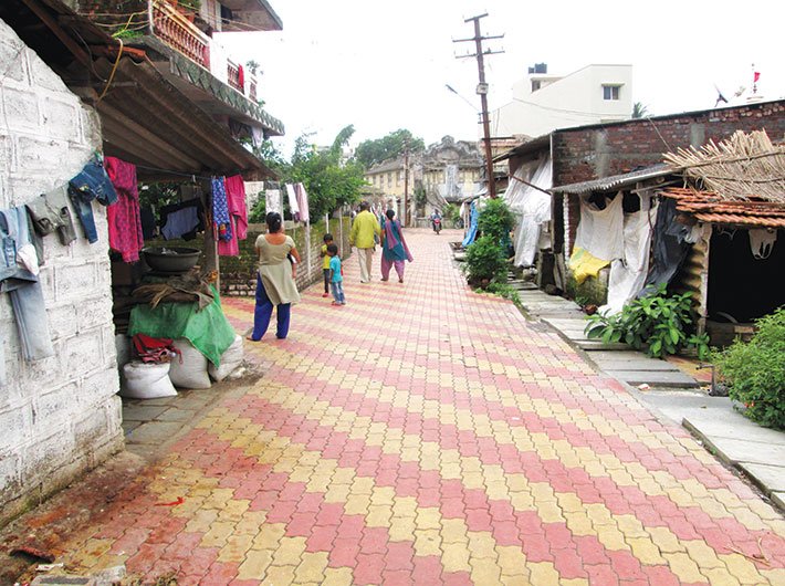 The muddy, narrow lanes of two slums including Nadi Mohalla were renovated and covered with paver blocks.