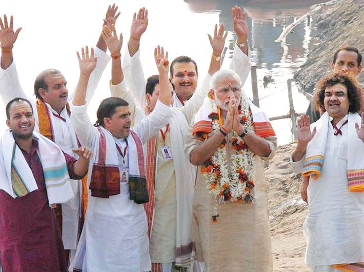 Prime minister Narendra Modi at Asi ghat in Varanasi