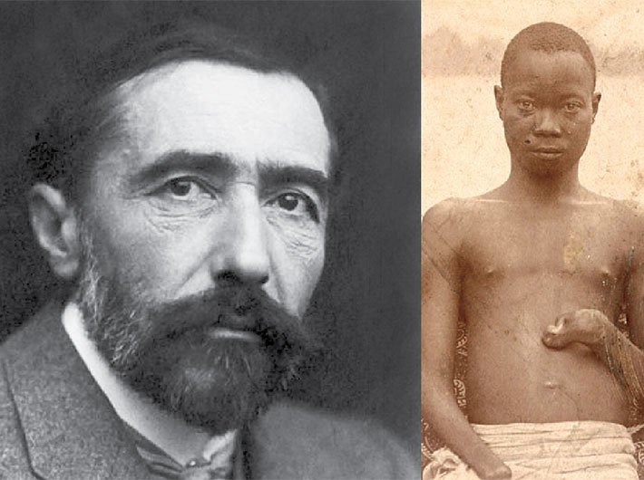 Joseph Conrad (left) and a Congolese whose hands were cut off by Force Publique soldiers