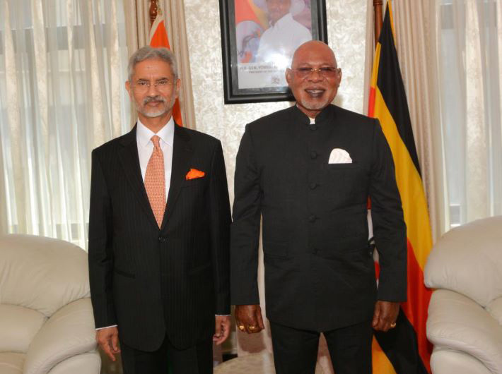 External affairs minister Dr. S. Jaishankar with his Ugandan counterpart, Gen. Odongo Jeje, on April 11, during his Uganda visit. (Photo: courtesy twitter.com/DrSJaishankar)