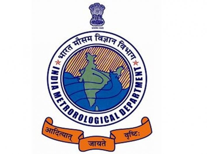 The IMD logo: its motto in Sanskrit means `The Sun Gives Rainfall`.