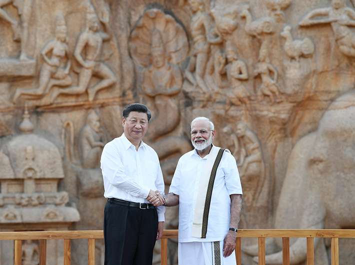 Prime minister Narendra Modi and President Xi Jinping in Mamallapuram during their second informal summit during October 11-12..