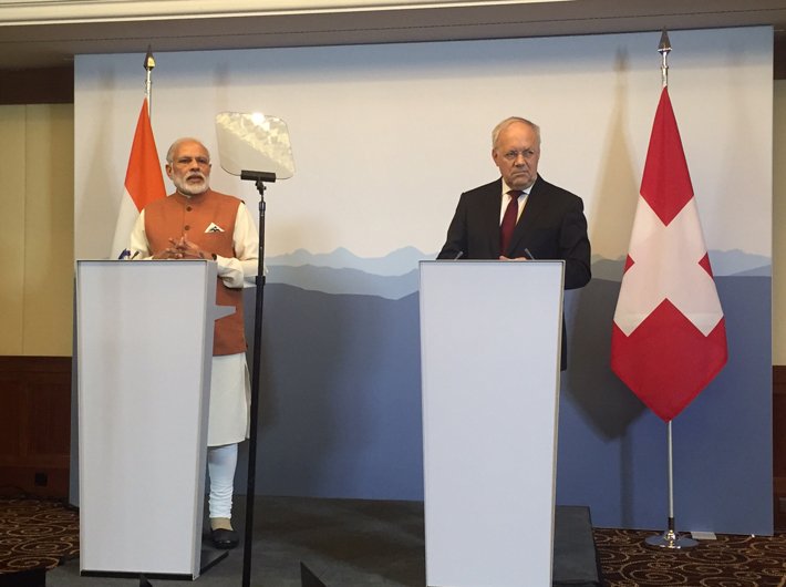 PM Narendra Modi with the president of the Swiss Confederation, Johann Schneider-Ammann