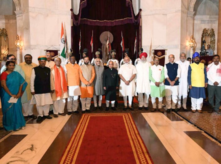 Prime minister Narendra Modi meeting the ministers, who have been newly inducted into Union Council of Ministers