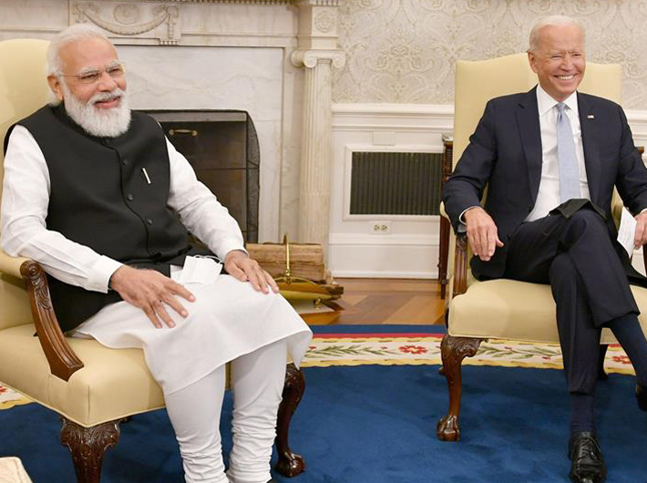  PM Narendra Modi in a bilateral meeting with US president Joe Biden, at White House, on September 24, 2021.