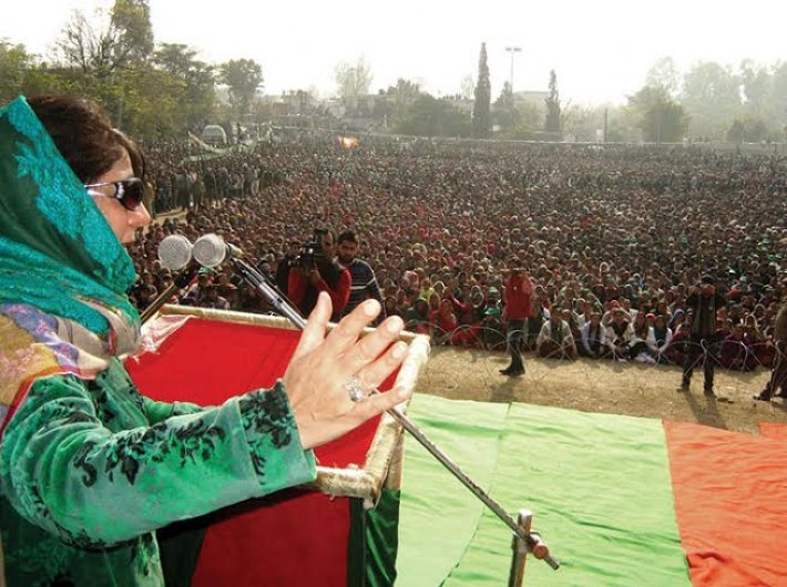 Mehbooba Mufti at an election rally