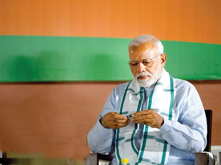 Prime minister Narendra Modi during a party meeting afer the 2019 election results (Photo: Arund Kumar)