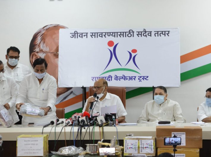 NCP chief Sharad Pawar at the press confrence in Mumbai on Tuesday