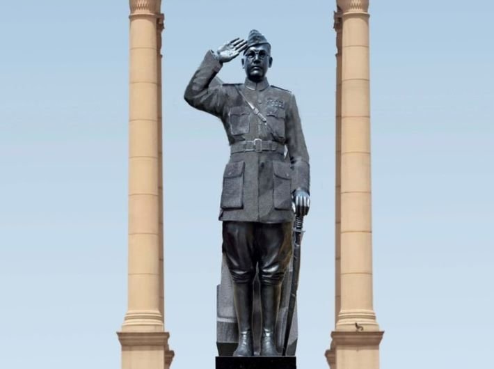 The statue of Netaji Subhas Chandra Bose near the India Gate in New Delhi
