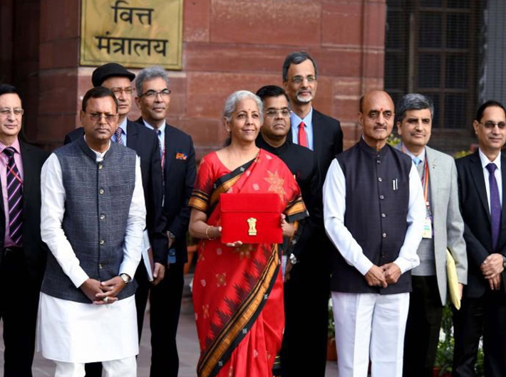 Finance minister Nirmala Sitharaman and colleagues, ahead of the presentation of Union Budget on February 1, 2023