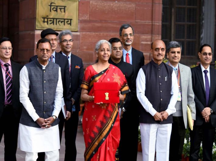 Finance minister Nirmala Sitharaman and colleagues, ahead of the presentation of Union Budget on February 1, 2023