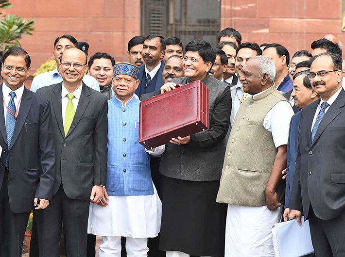 Union minister for railways, coal, finance and corporate affairs, Piyush Goyal on way to present the Interim Budget 2019-20