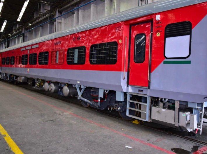 One of the new `post covid coaches` designed at the Kapurthala coach factory.