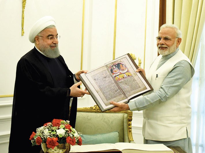 Iran president Hassan Rouhani with prime minister Narendra Modi in New Delhi on February 17, 2018