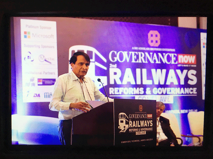 Railway minister Suresh Prabhu at the Railways Reforms and Governance Conclave