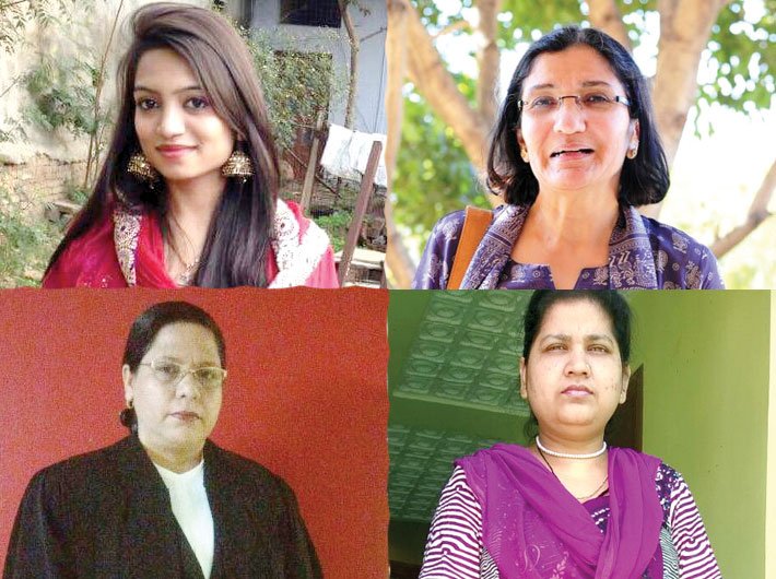 (Clockwise) Afreen Rahman, Zakia Soman, Shayara Bano and advocate Farah Faiz. Afreen and Shayara received divorce by Speed Post.