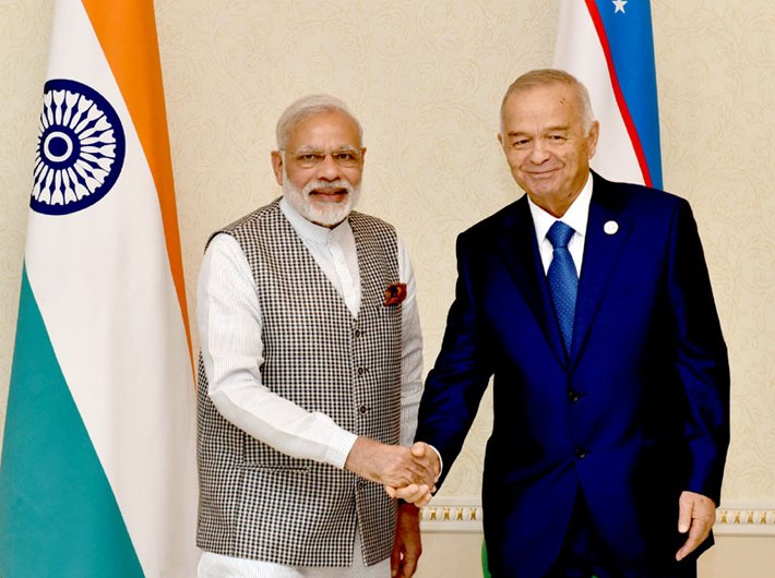 Prime minister Narendra Modi in a bilateral meeting with the president of the Republic of Uzbekistan, Islam Karimov, in Tashkent, Uzbekistan on June 23, 2016.