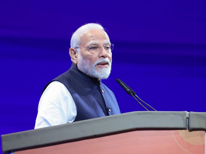 PM Narendra Modi addressing at the inauguration of Vibrant Gujarat Global Summit 2024 at Gandhinagar on Wednesday