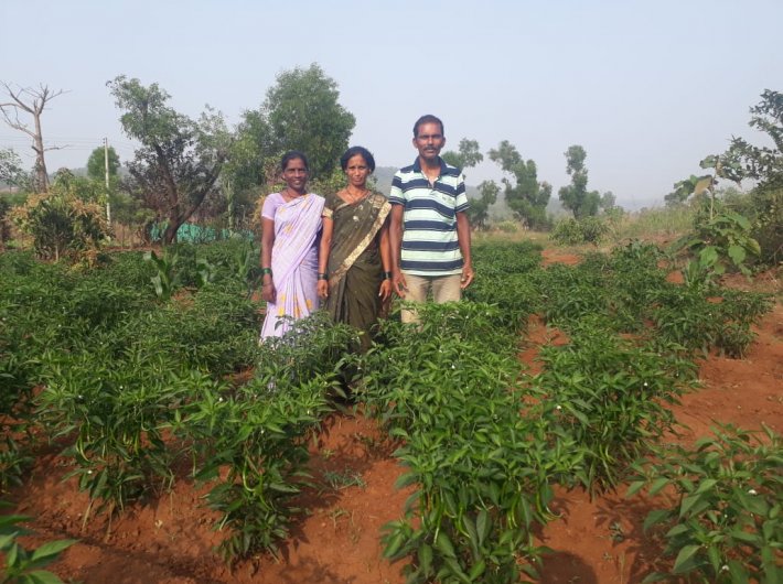 Vishnu Jayaram Ghadse with family on his field (Photo courtesy: Swades Foundation)