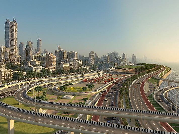 An artist`s visualisation of the Worli interchange on the coastal road (Image courtesy: BMC)