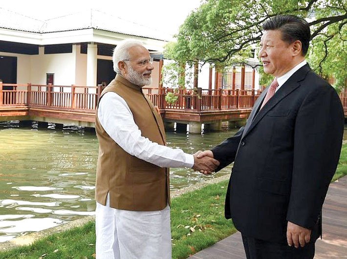 Modi with Xi during their informal meeting in Wuhan