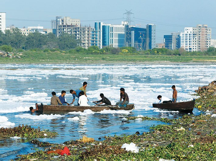 Polluted stretch of Yamuna river in Delhi
