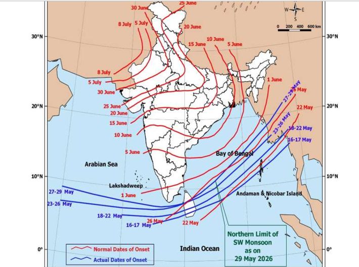 Advance of Southwest Monsoon this year (Map: Courtesy IMD) 