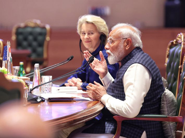 PM Narendra Modi addressing the India-EU Business Forum at Bharat Mandapam, in New Delhi on January 27, 2026 when the deal was finalised