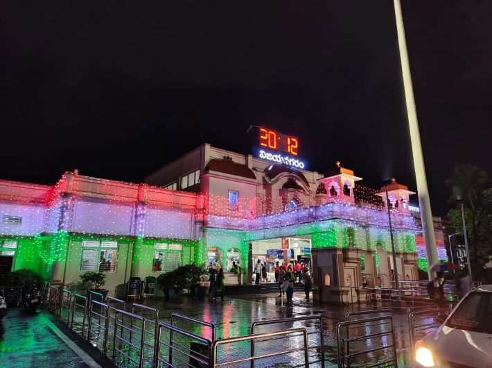Vizianagaram Station shines bright in three colours (Photo: Courtesy East Coast Railway)